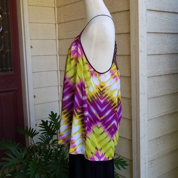 A.n.a New Approach Petite Pink Chevron Print Chiffon Blouse w/ Lattice Back - Picture 4 of 7